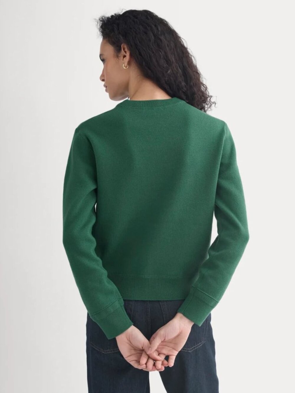 EVERLANE Double Knit Crew in Cotton Merino | Hunter Green - Picture 5 of 10